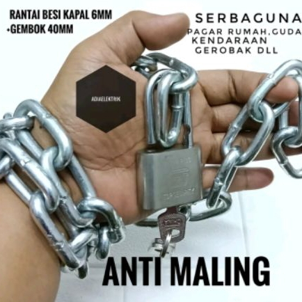 Paket Rantai Besar 0.5 meter + Gembok 40mm Stainless