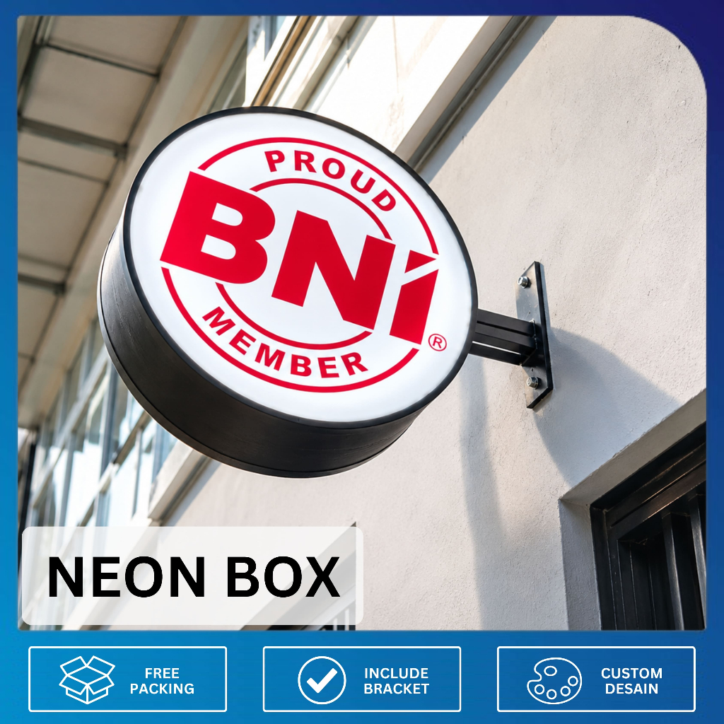 Neon Box Bulat 1 & 2 Sisi + Bracket uk by Simpul Advertising