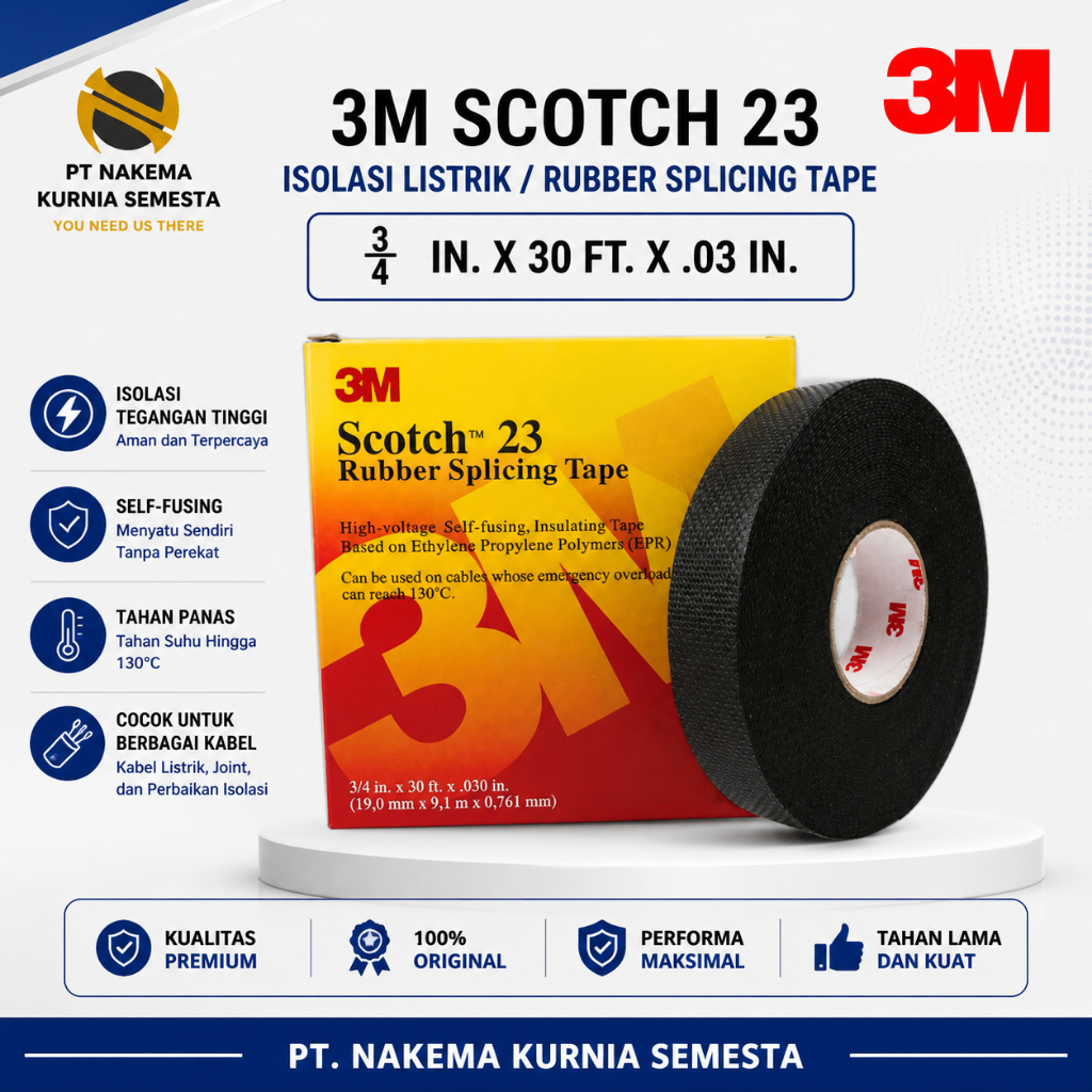 ISOLASI TAPE ELECTRIC 3M SCOTCH 23  - ISOLASI LISTRIK 3M SCOTH 23 - RUBBER SPLICING TAPE 3M SCOTH 23