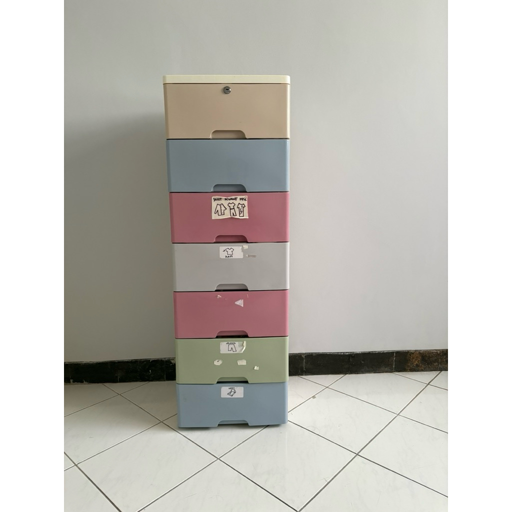 Lemari baju pakaian buku plastik organizer drawer storage penyimpanan susun 7 preloved murah