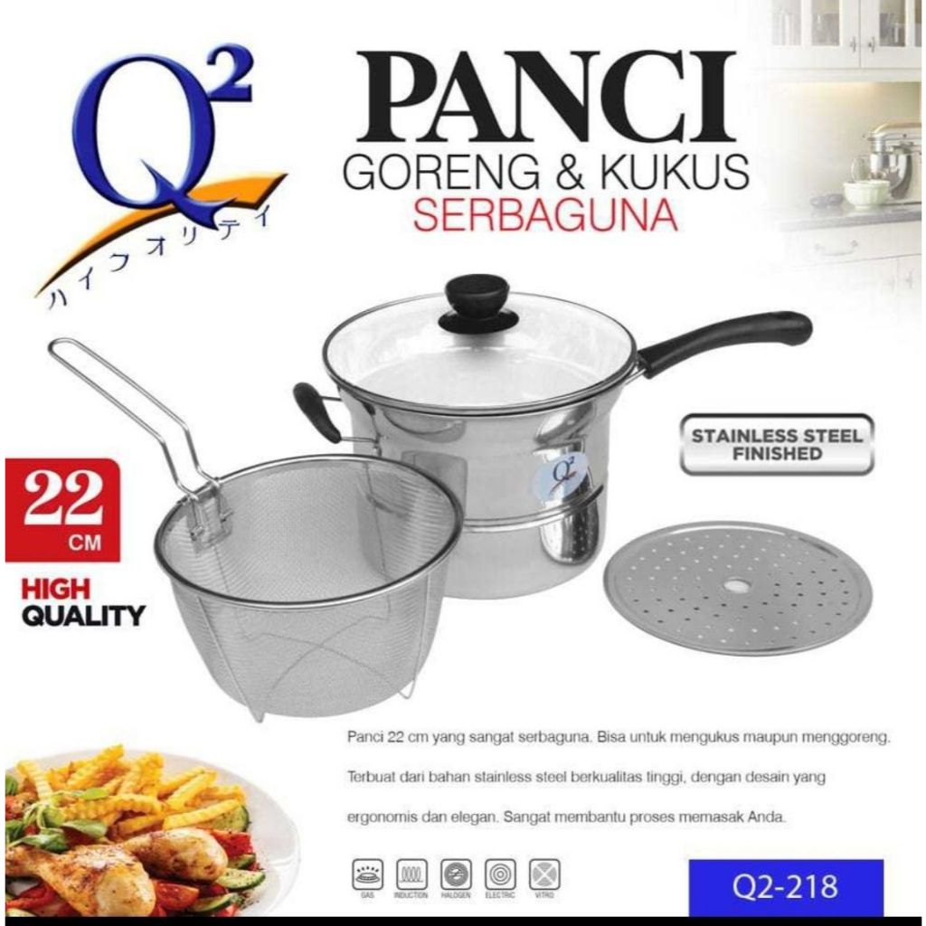 panci goreng dan kukus serbaguna Q2 22cm