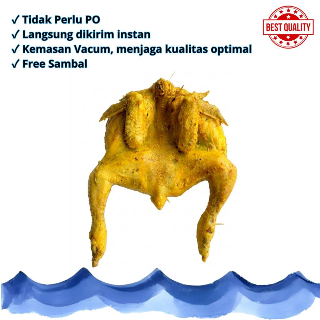 AYAM TG UNGKEP BEKAKAK 1 EKOR BUMBU KUNING - ASIN GURIH - GRATIS SAMBAL - KEMASAN VACUM