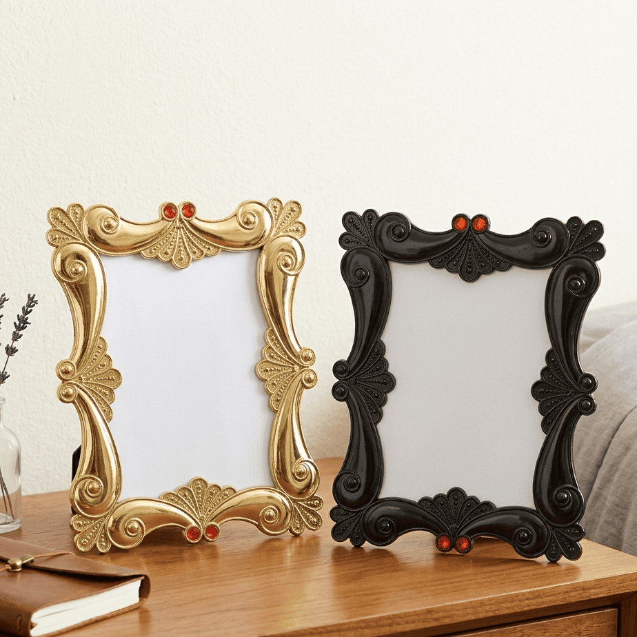 AP-609 Bingkai Foto Vintage Ukir Mewah Frame Klasik Elegan Warna Emas, Hitam Untuk Dekorasi Meja Kam
