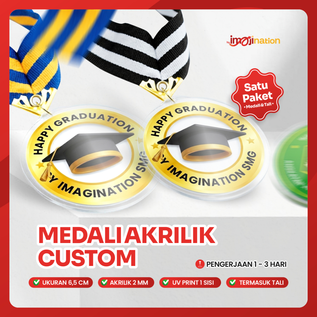MEDALI AKRILIK/ MEDALI PENGHARGAAN/MEDALI WISUDA SEKOLAH/MEDALI CUSTOM AKRILIK/ MEDALI KELULUSAN SEK
