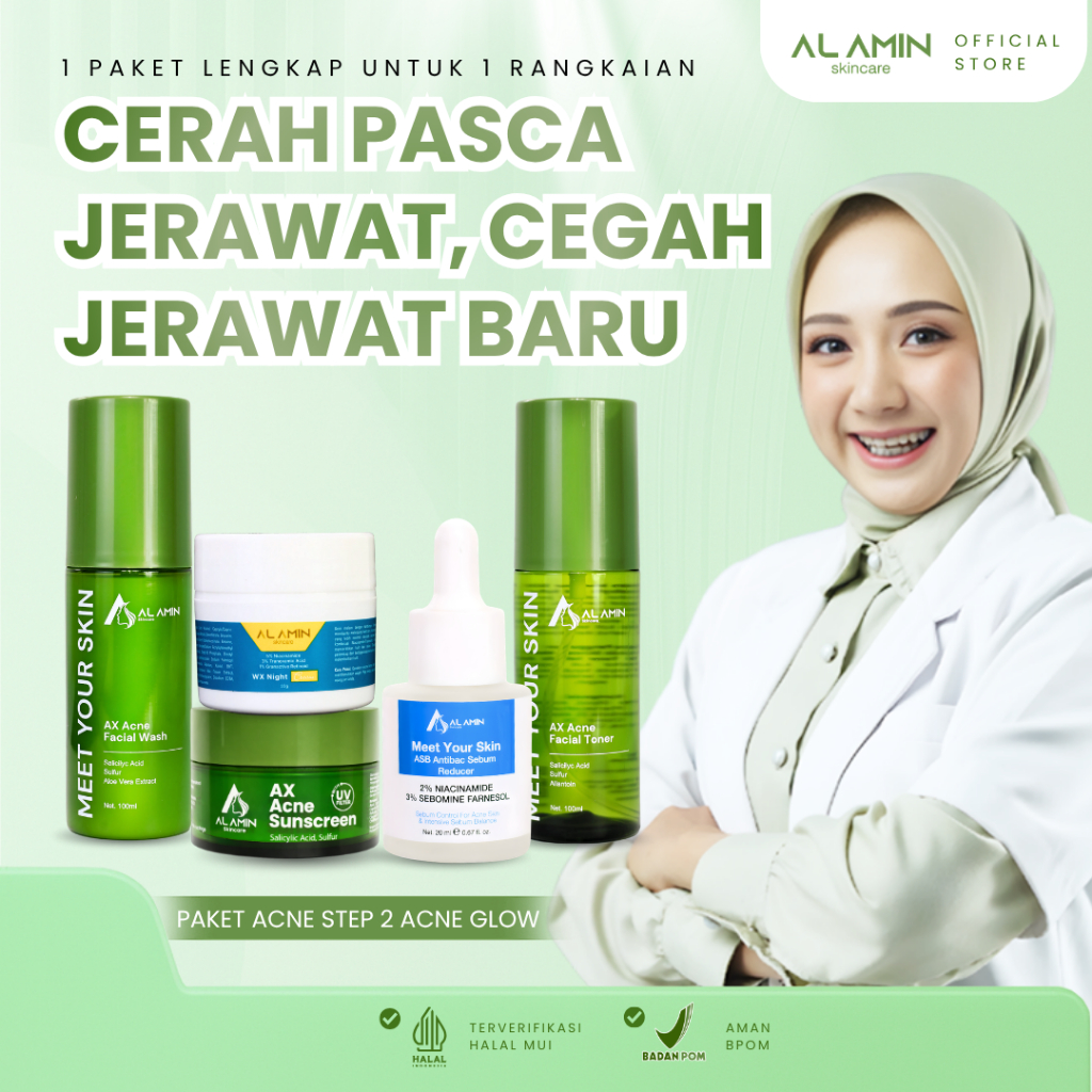 Al amin Skincare Paket Acne Step 2 Acne Glow | Jerawat/Mencerahkan/After Acne