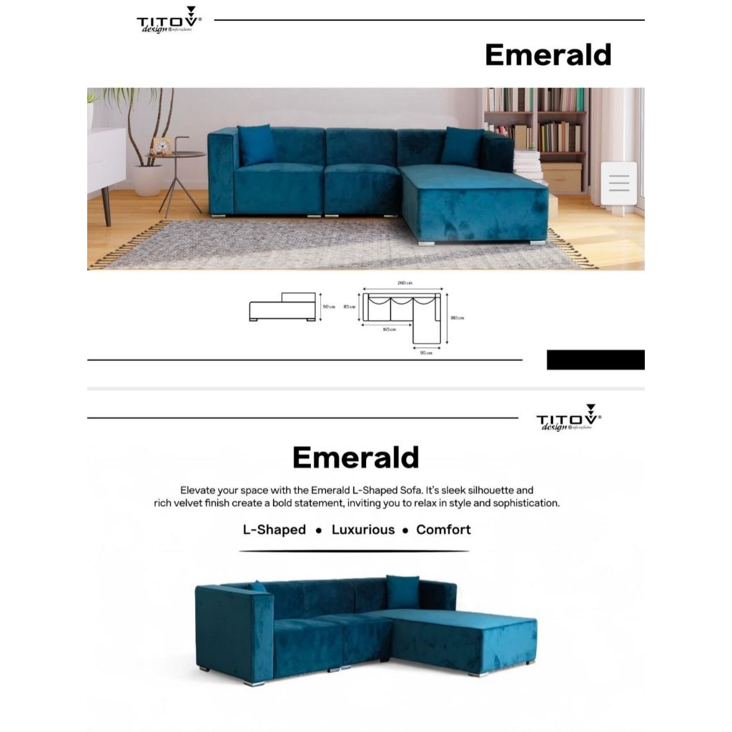Sofa L Titov Emerald - Sofa Sudut - Sofa L Titov