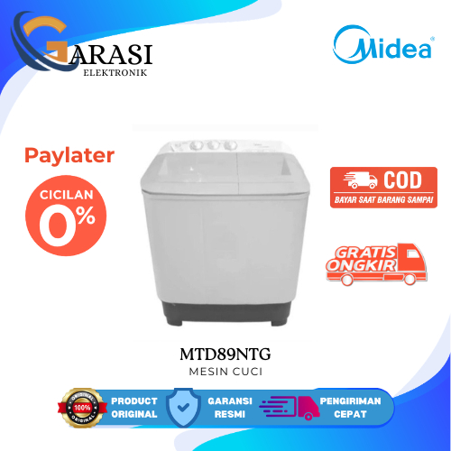 MIDEA MTD89NTG MESIN CUCI 2 Tabung 8 KG MTD 89 NTG Twin Tub