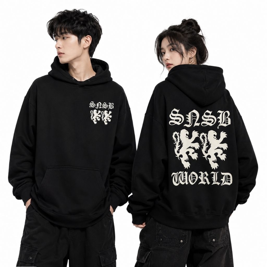 SWEATER HOODIE BOXY SNSB WORLD FAUL OVERSIZE UNISEX PRIA WANITA COD
