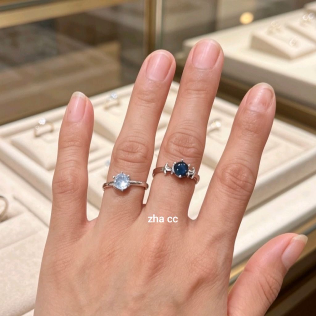 cincin wanita batu permata safir putih an blck safir datangkan aura positif lebih percaya diri