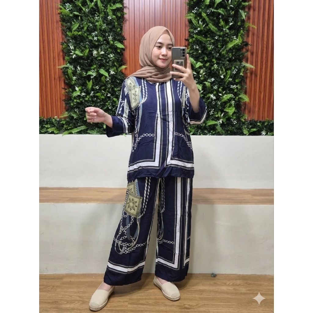 Daster Set celana rayon premium kekinian nyaman Ld 120