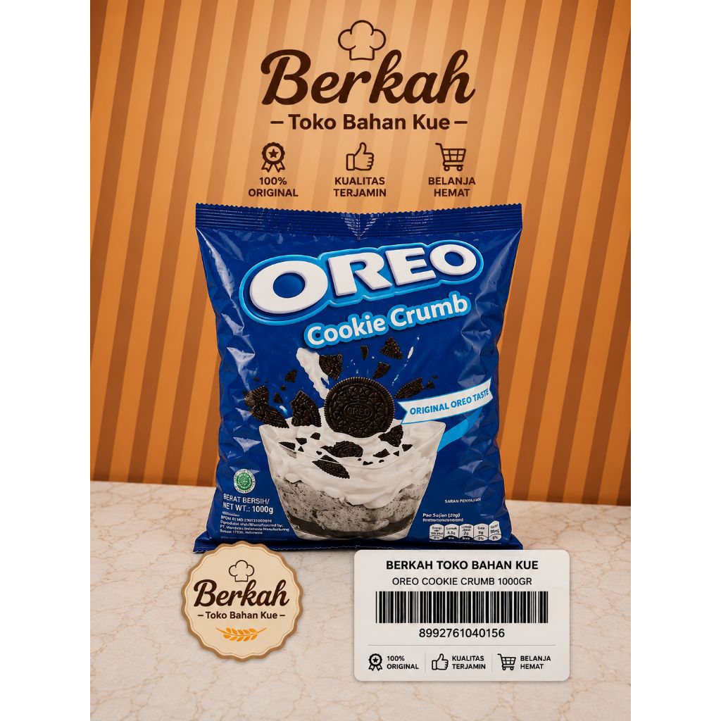 Bubuk Oreo Crumb 1kg - Aroma Original, Bubuk Kasar, Tanpa Krim cocok untuk toping aneka kue dan minu