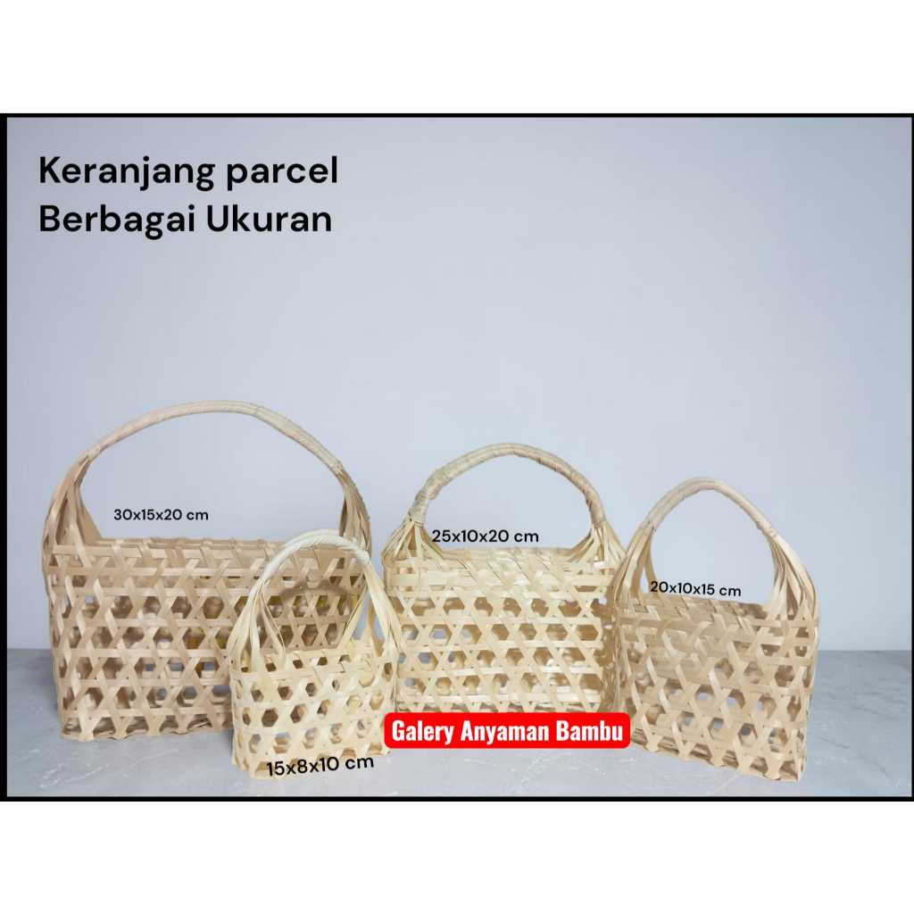 KERANJANG 4 UKURAN TAS KERANJANG PARCEL ROTAN ANYAMAN BAMBU / KERANJANG ANYAMAN BAMBU UK JUMBO BESAR