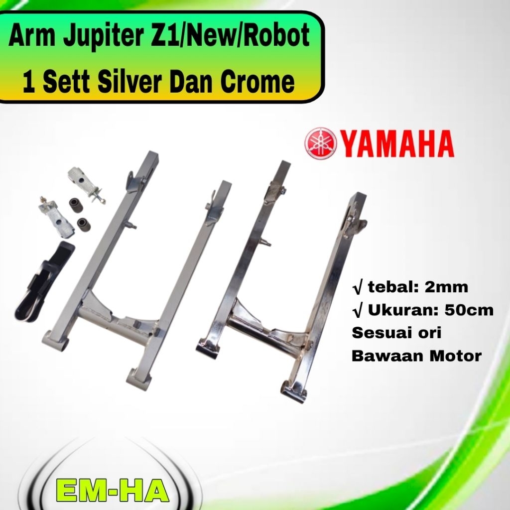Swing Arm Arem Motor Yamaha Jupiter Z1/New/Robot/Salib Fullset Ukuran Standart Silver Crome