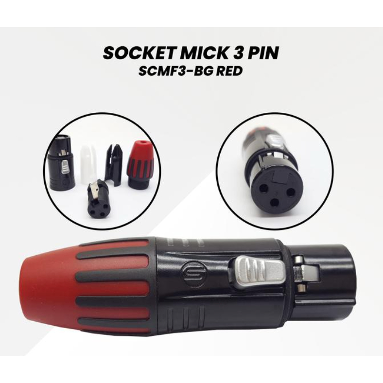 Jek Konektor Audio Speakon XLR SEETRONIC SCMM3-BG / SCMF3-BG – RED ORIGINAL