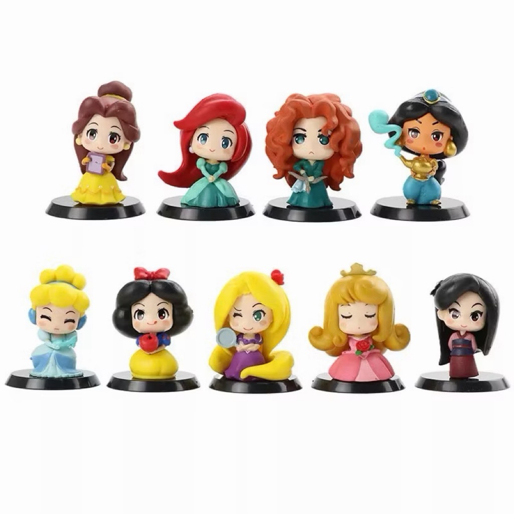Set Figurine Princess Chibi Disney Mini Figure Lucu Koleksi Pajangan Boneka Karakter Kartun
