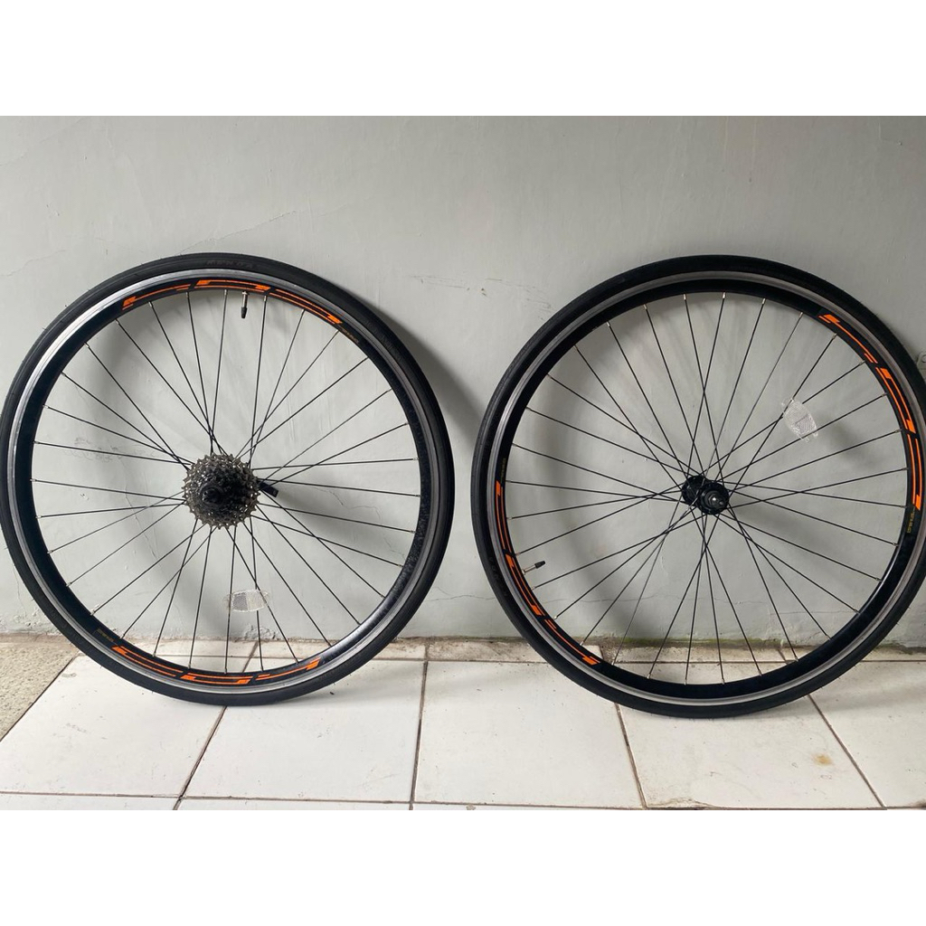 Wheelset strattos s3 jerman second, include sprocket ban luar kenda dan ban dalam