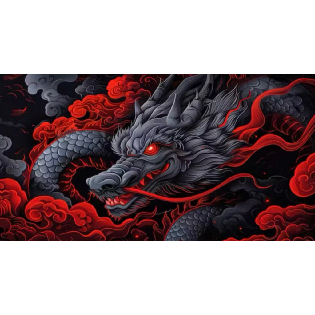 Stiker background aquarium motif naga merah