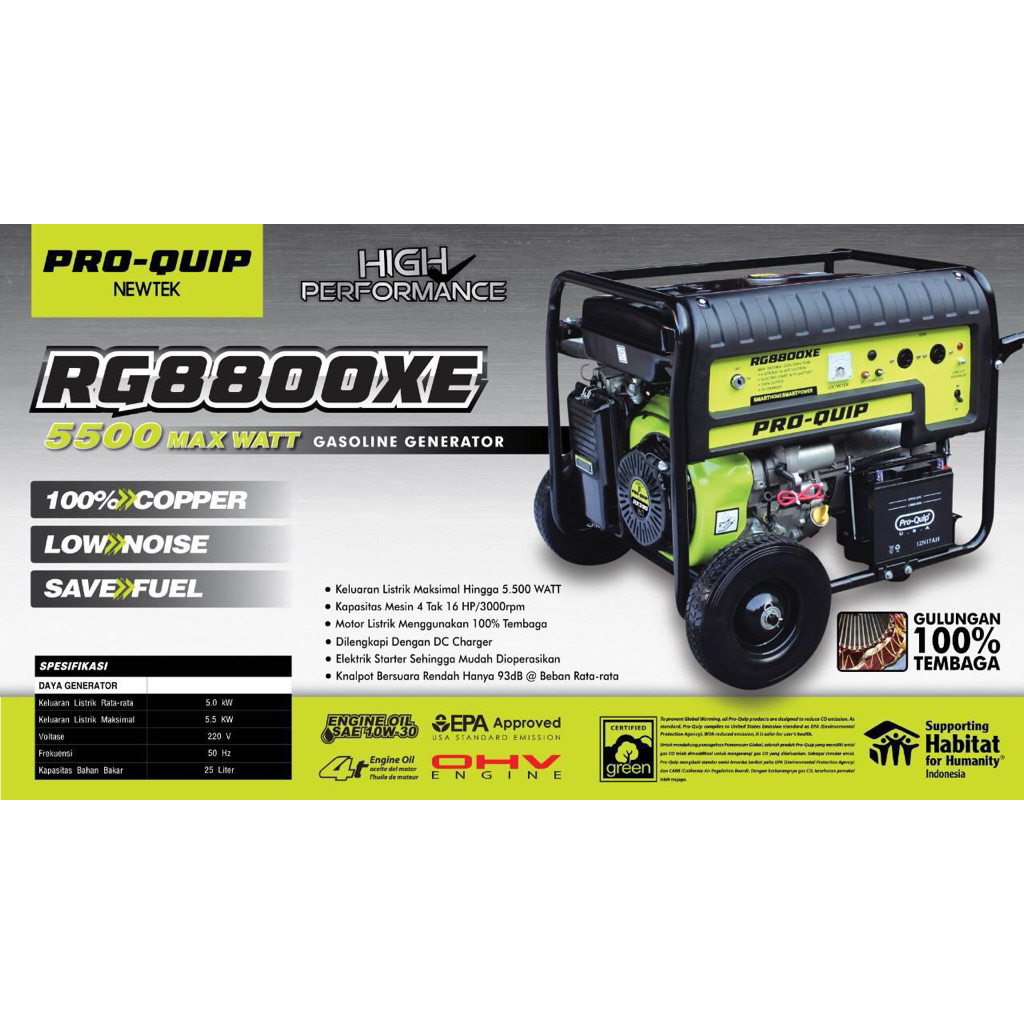 genset PROQUIP RG 8800 XE generator PRO-QUIP