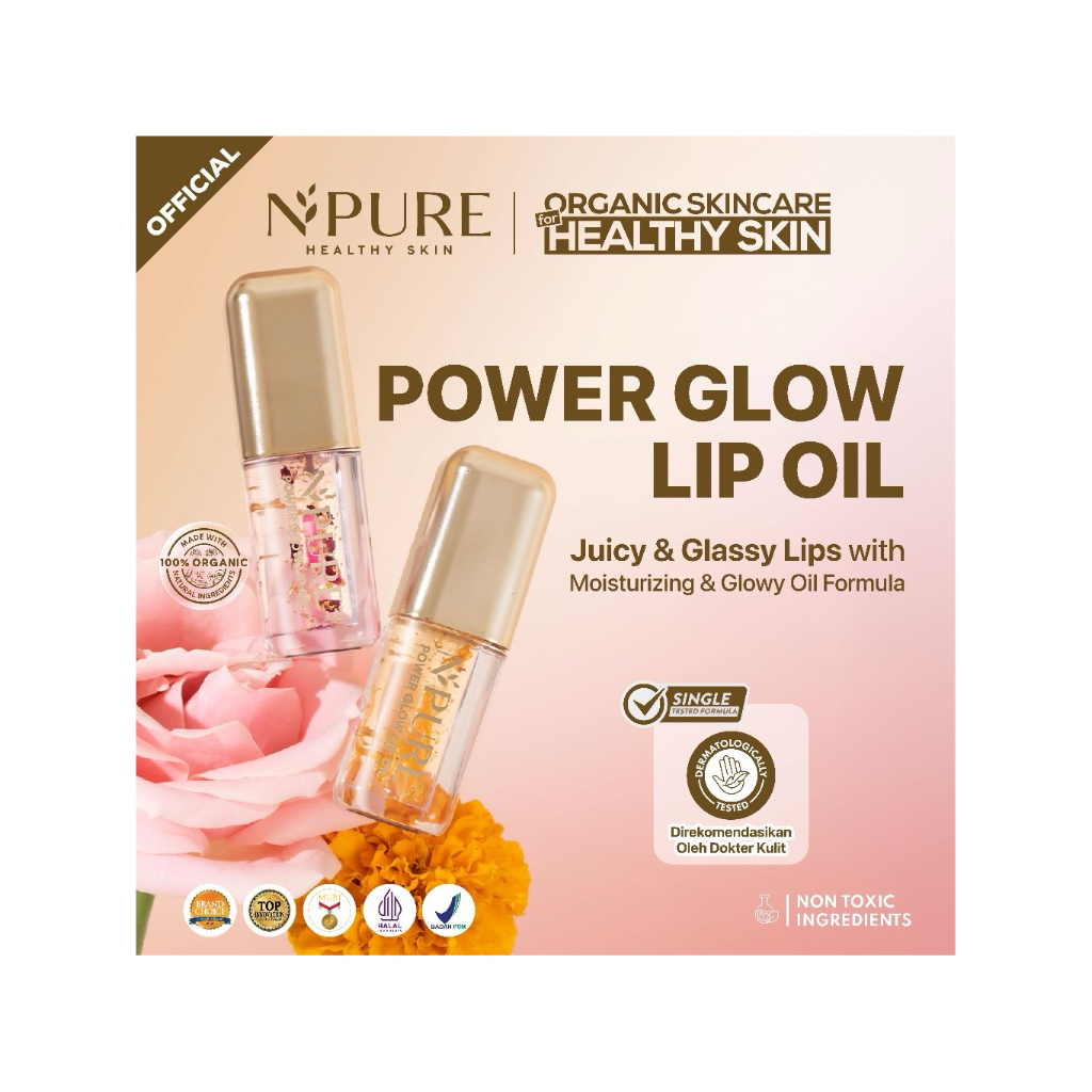 NPURE Power Glow Lip Oil / Lip Care / Lip Serum / Melembapkan Bibir / Menutrisi Bibir / Mencerahkan 