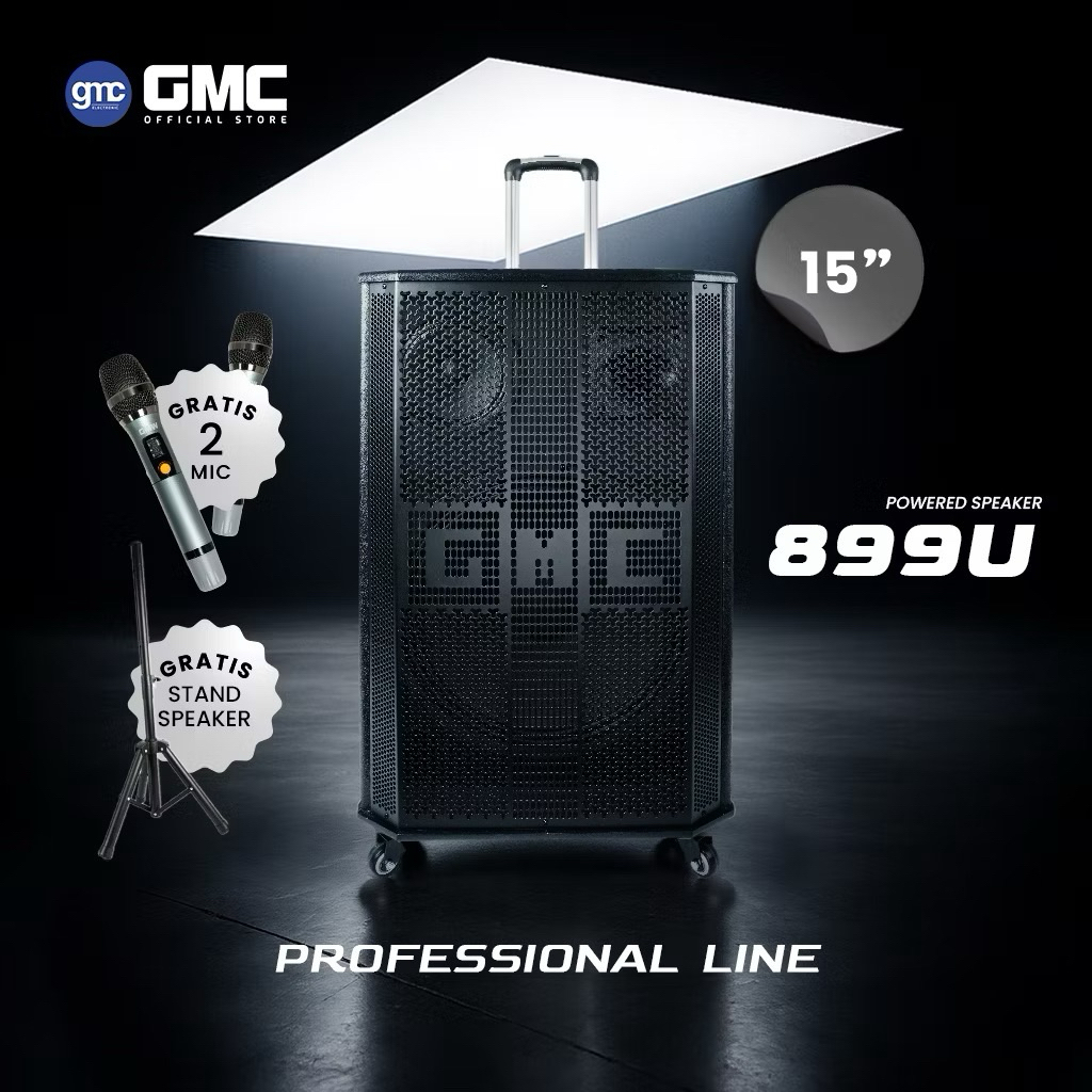 Speaker Bluetooth GMC 15inch 899U Free 2 Mic Wireless