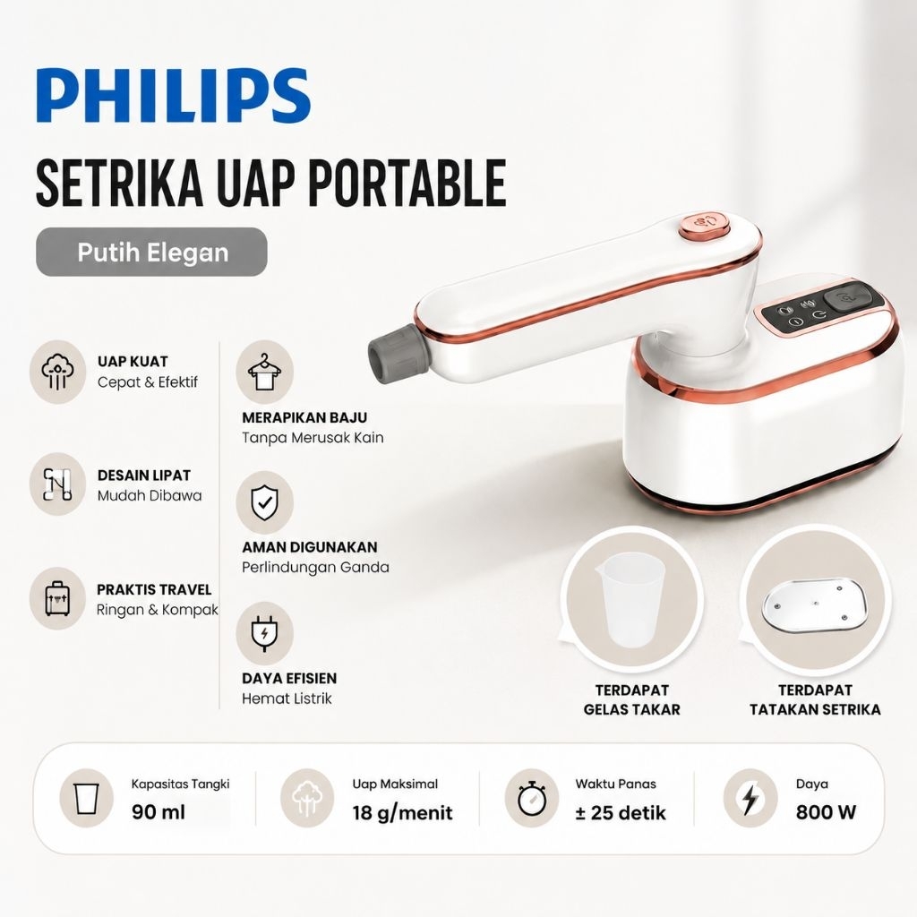 Terbaru Philips Setrika Uap Mini Portable Setrika 2In1 Setrika Mini Steamer 100Ml Anti Lengket Uap