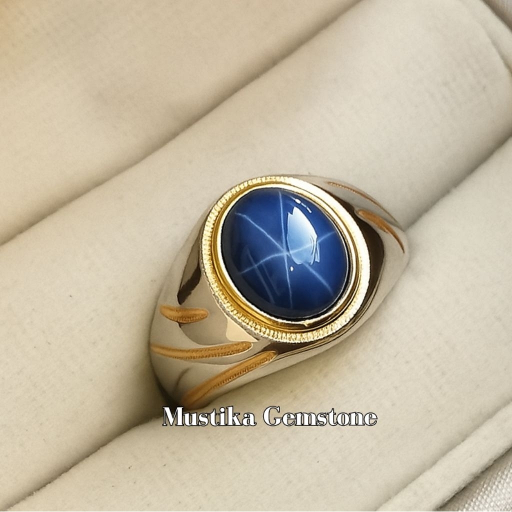 CINCIN BATU AKIK AMERICAN STAR BLUE 6 STAR MEWAH BERKELAS