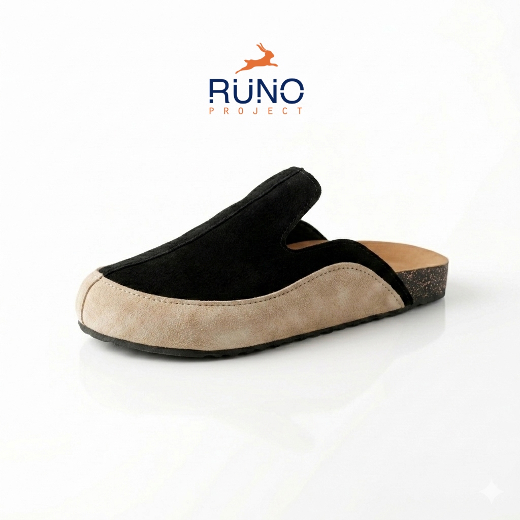 Boston Heap Black Mules Clog Classic Sole Runo Project - Sendal Pria Birken Docmart Cowok
