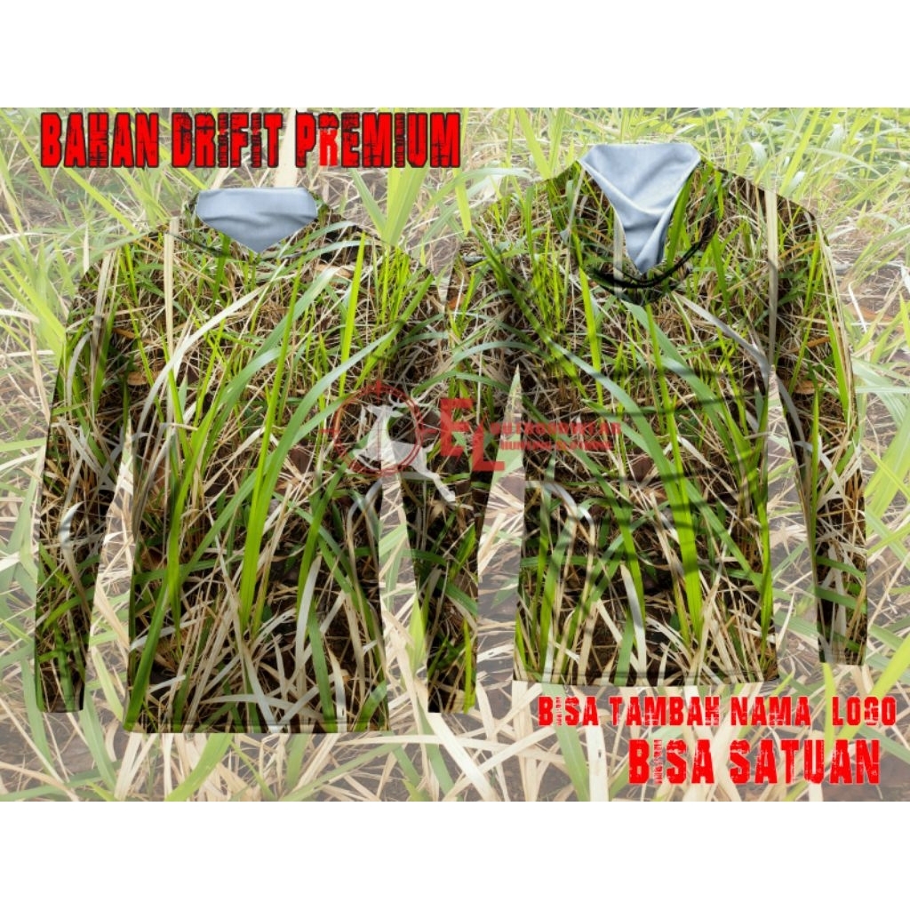 baju berburu baju camo jersey camo motif alang alang bahan premium