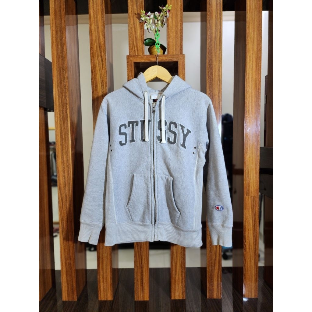 hoodie ziper stussy x champion