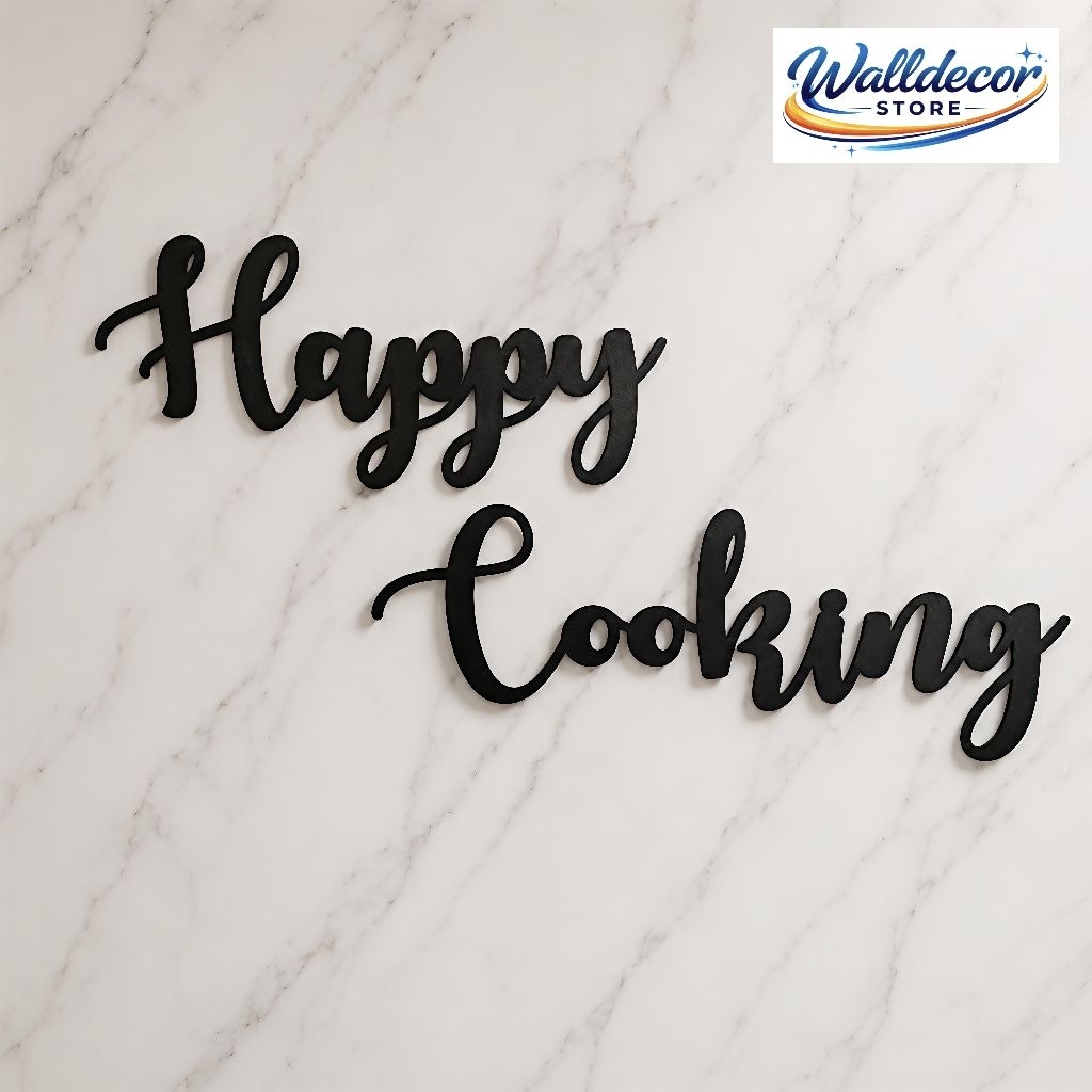 Hiasan Dinding Dapur Tulisan Happy Cooking