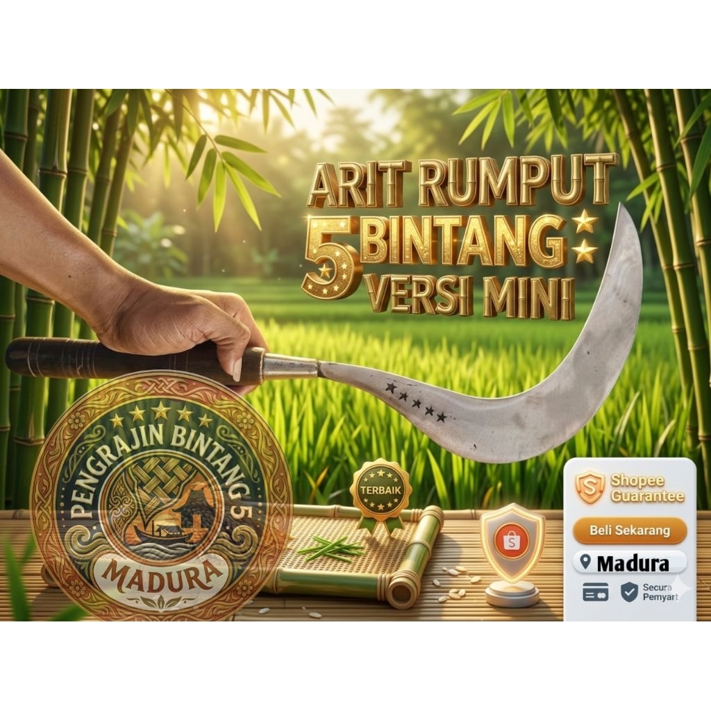 arit rumput bahan baja bintang 5 versi mini ukuran 40cm Madura asli