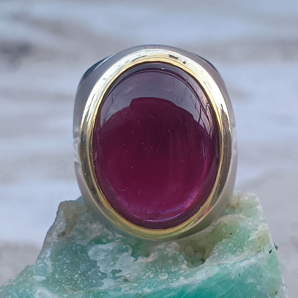 Batu Ruby merah ring perak