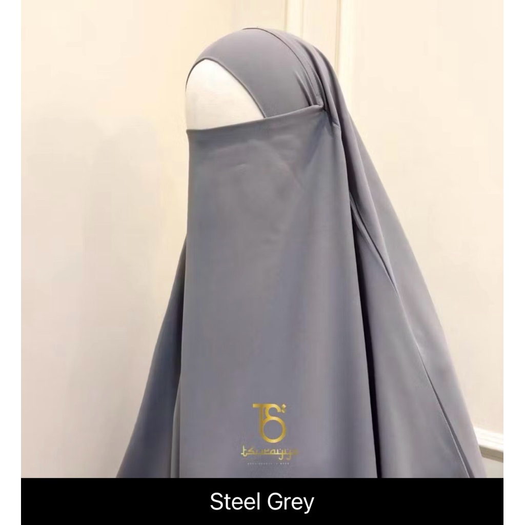 French Khimar FK Khadijah Tsurayya bahan mazen steel grey size M
