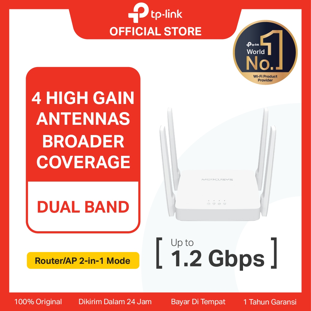 TP-Link | Mercusys AC10 | AC1200 WiFi 5 Router | Dual Band |  High Gain Antena | Multi Mode | IPTV