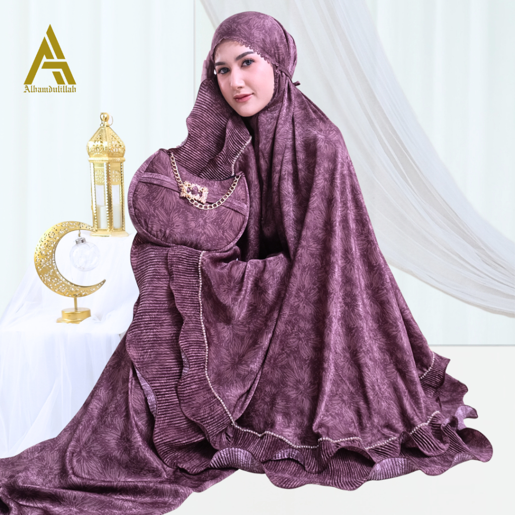ALHAMDULILLAH - Mukena Dewasa 2in1 Premium Gelombang Cinta Santorini Silk Adem Putri Salju Series