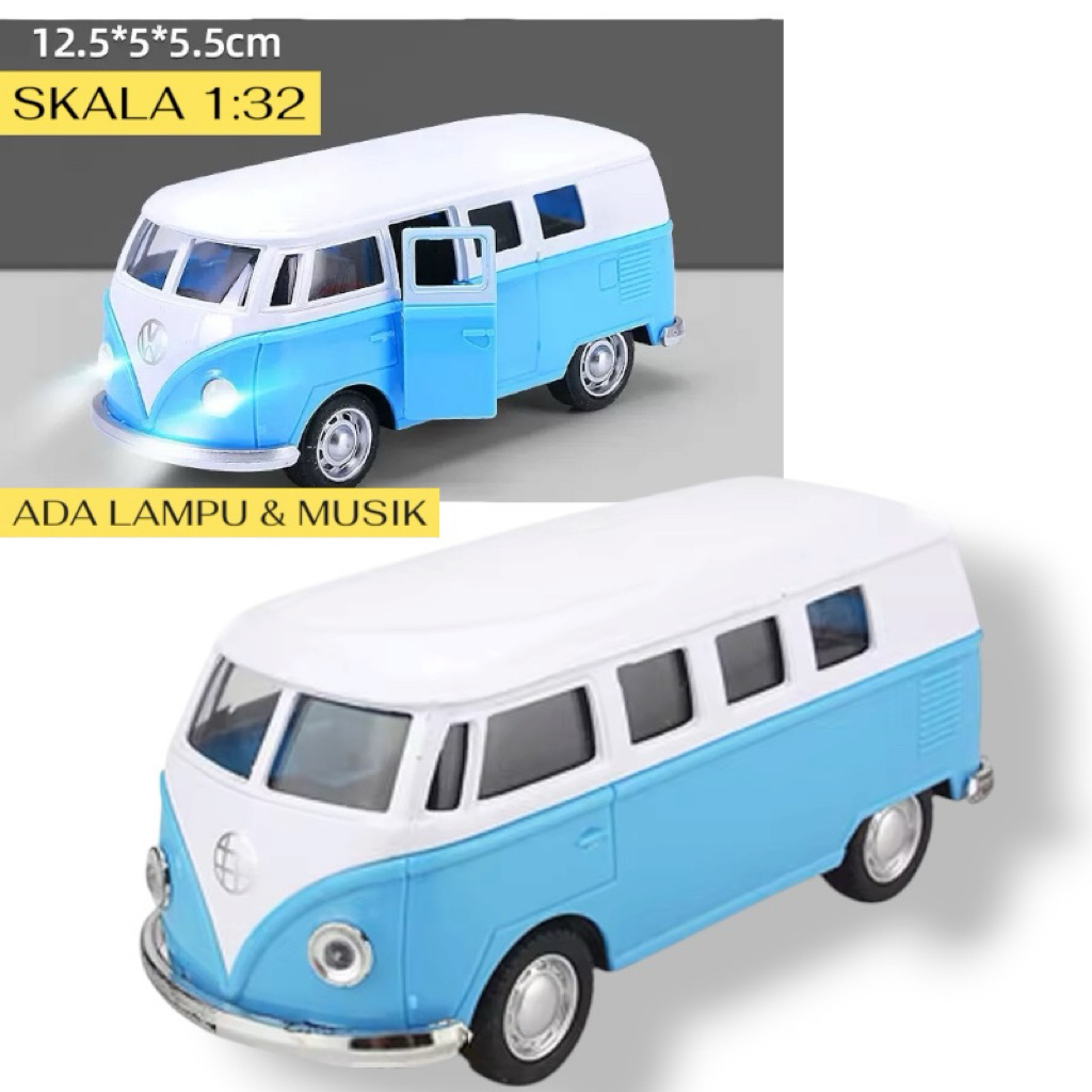 ADA LAMPU & MUSIK Mobil Diecast VW COMBI MINATUR MOBIL BUS VOLKASWAGEN ALLOY CAR