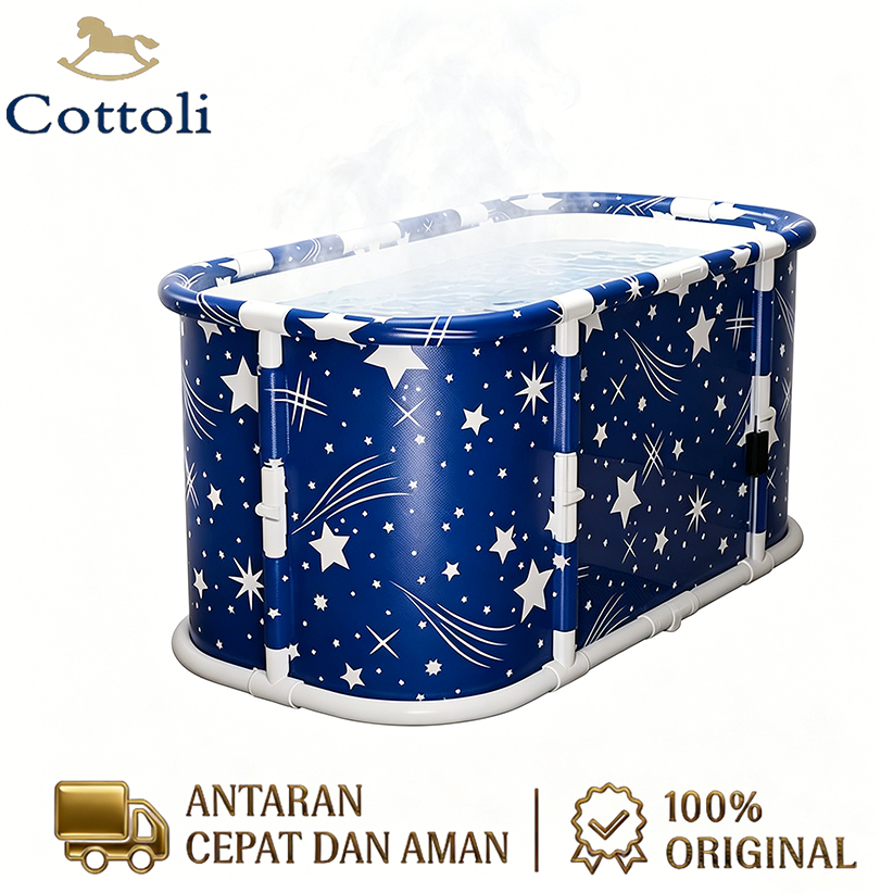 Cottoli Bak Mandi Lipat Portable Dewasa,Tahan Panas Anti Bocor Cocok Semua Kamar Mandi