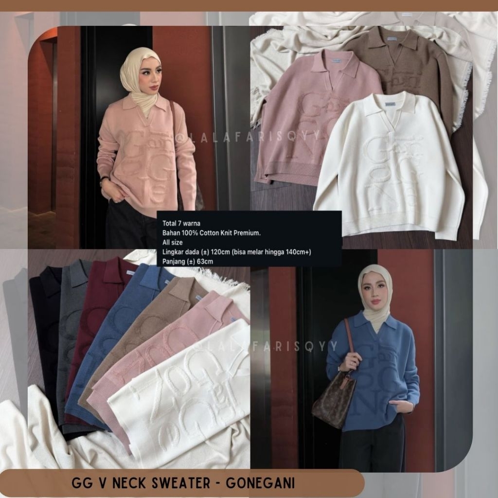 GG V NECK SWEATER GONEGANI // BOXY SWEATER BY GONEGANI GG