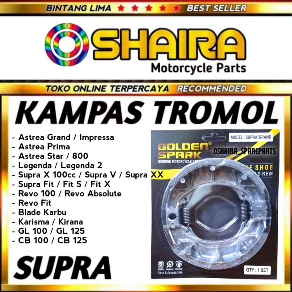 KAMPAS REM BELAKANG SUPRA/BLADE/REVO ABSOLUTE/GRAND/SUPRA FIT/SUPRA LEGENDA KAMPAS TROMOL BELAKANG S