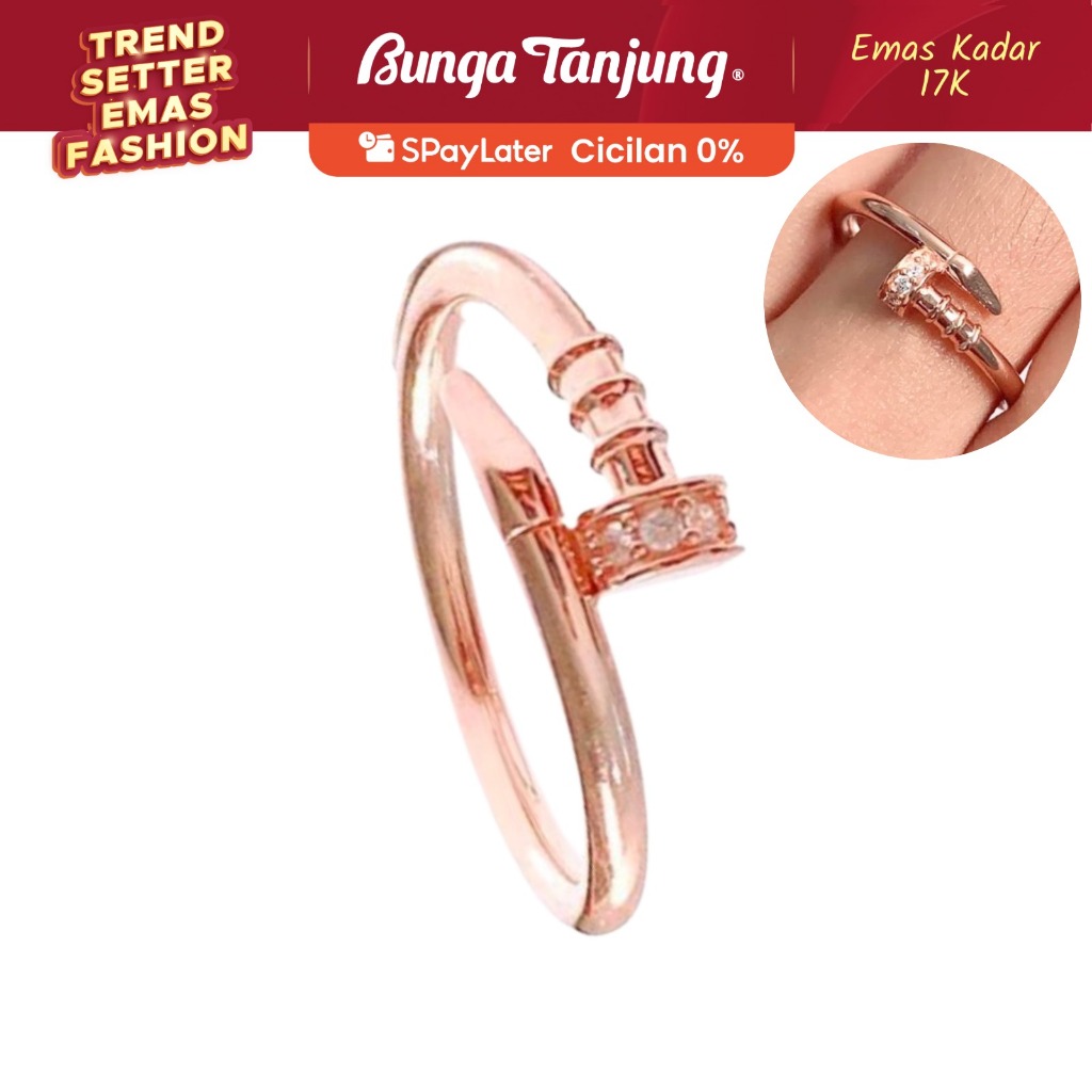 CINCIN PAKU - EMAS 17K - BUNGA TANJUNG GOLD