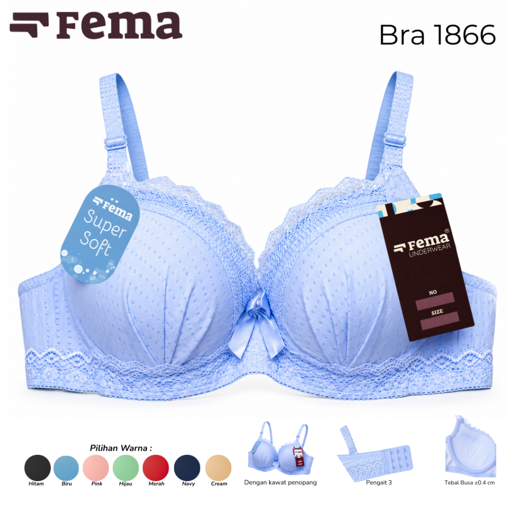 FEMA Official Shop Ecer 1 pcs BRA 1866 BH seserahan Busa Tebal Bra Fema 1866