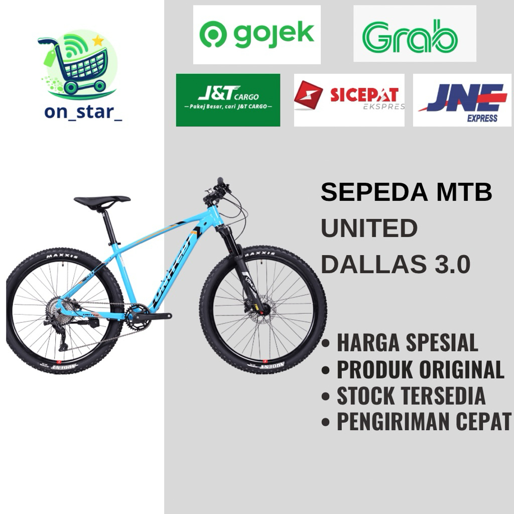 SEPEDA MTB UNITED DALLAS 3.0 SEPEDA GUNUNG UNITED DALLAS 3.0 FREE ONGKIR XTRA