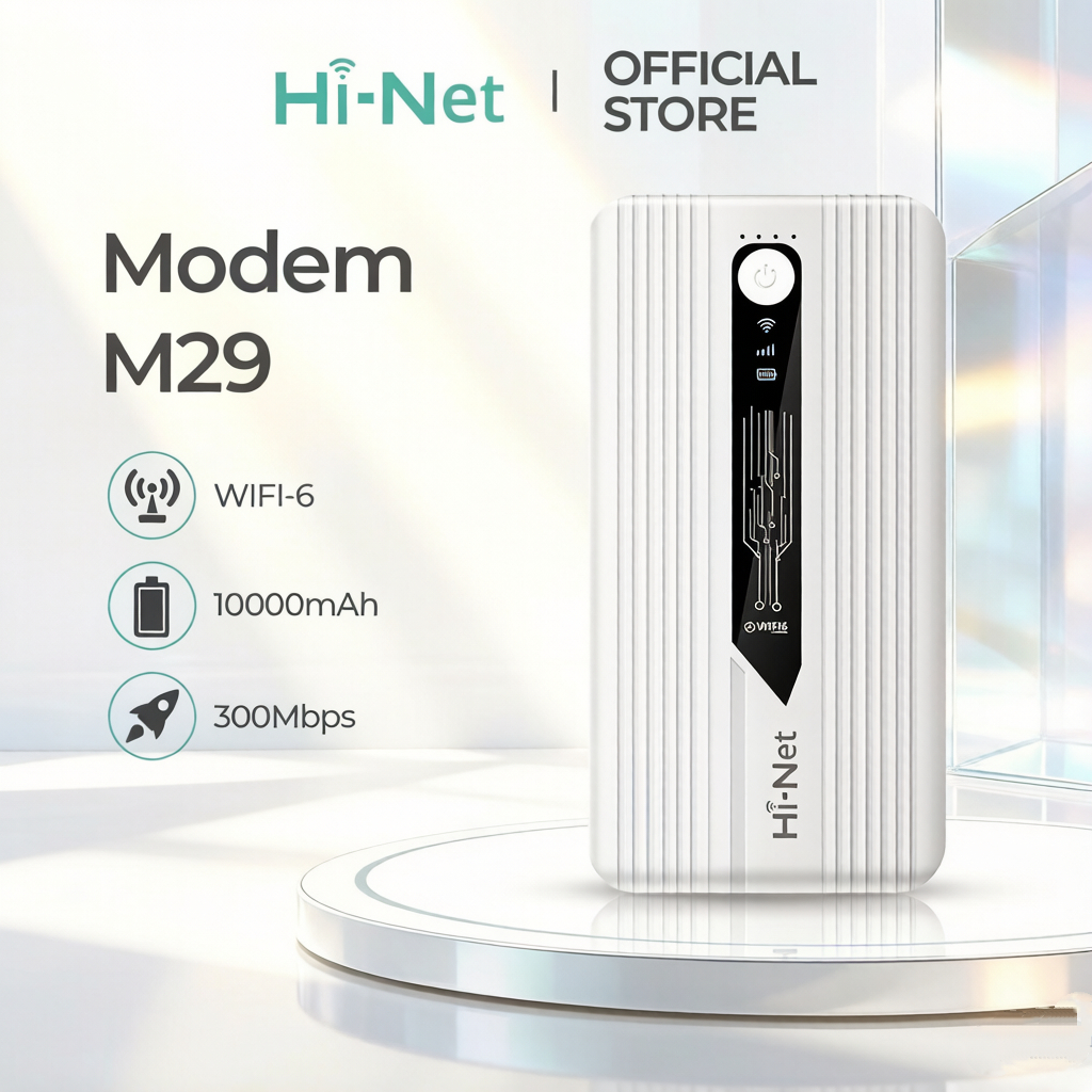 Hi Net Modem M29 Power Bank Router 2-in-1 4G + Wi-Fi 6 Jaringan Berkecepatan Tinggi 300Mbps Mendukun