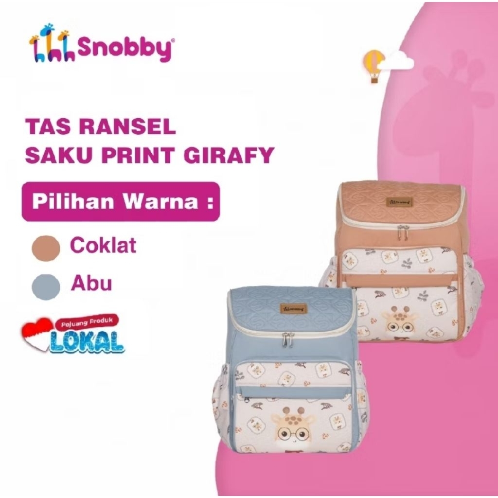 Snobby Diapers Bag Ransel - Tas Perlengkapan Bayi Model Ransel - Tas Bayi Ransel
