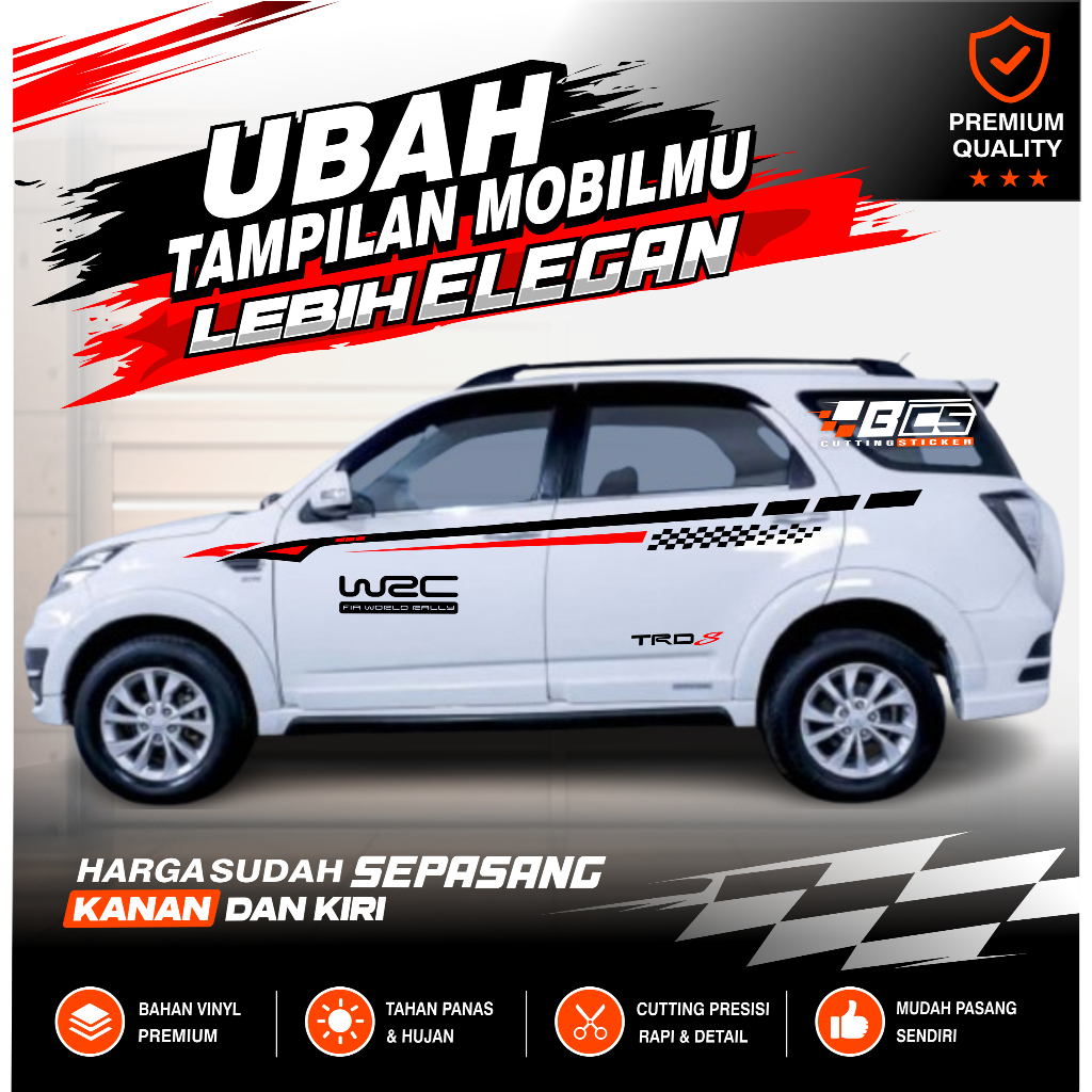 Stiker Striping  mobil rush lama  rush trd sportivo rush 2017 rush gr sport 2025  premium Bisa Semua