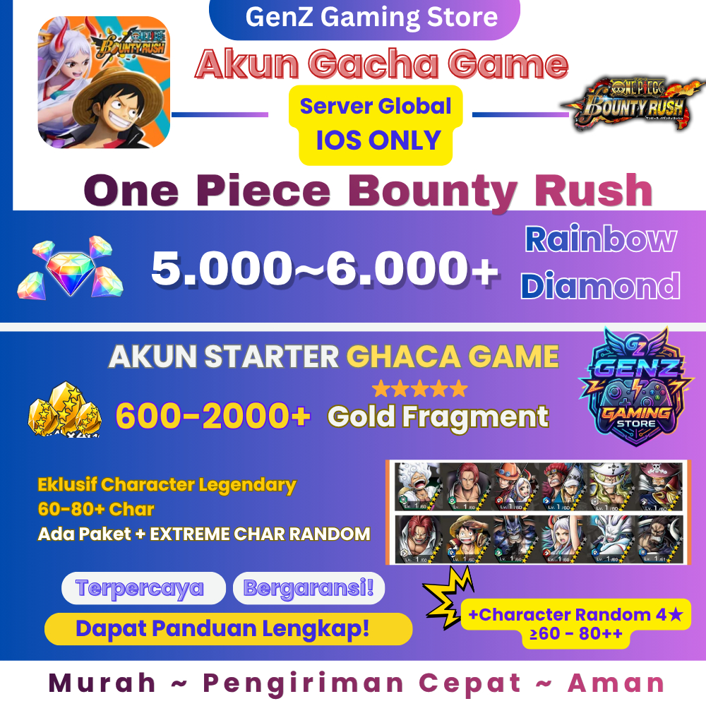 One Piece Bounty Rush IOS Global 5000–6000+ RD + 1000 FG Gacha Edition