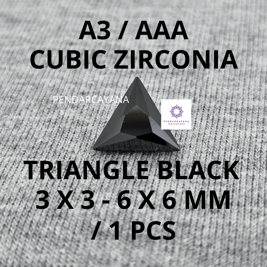 CUBIC ZIRCONIA A3 / AAA 3X3 - 6X6 MM TRIANGLE BLACK / 1 PCS