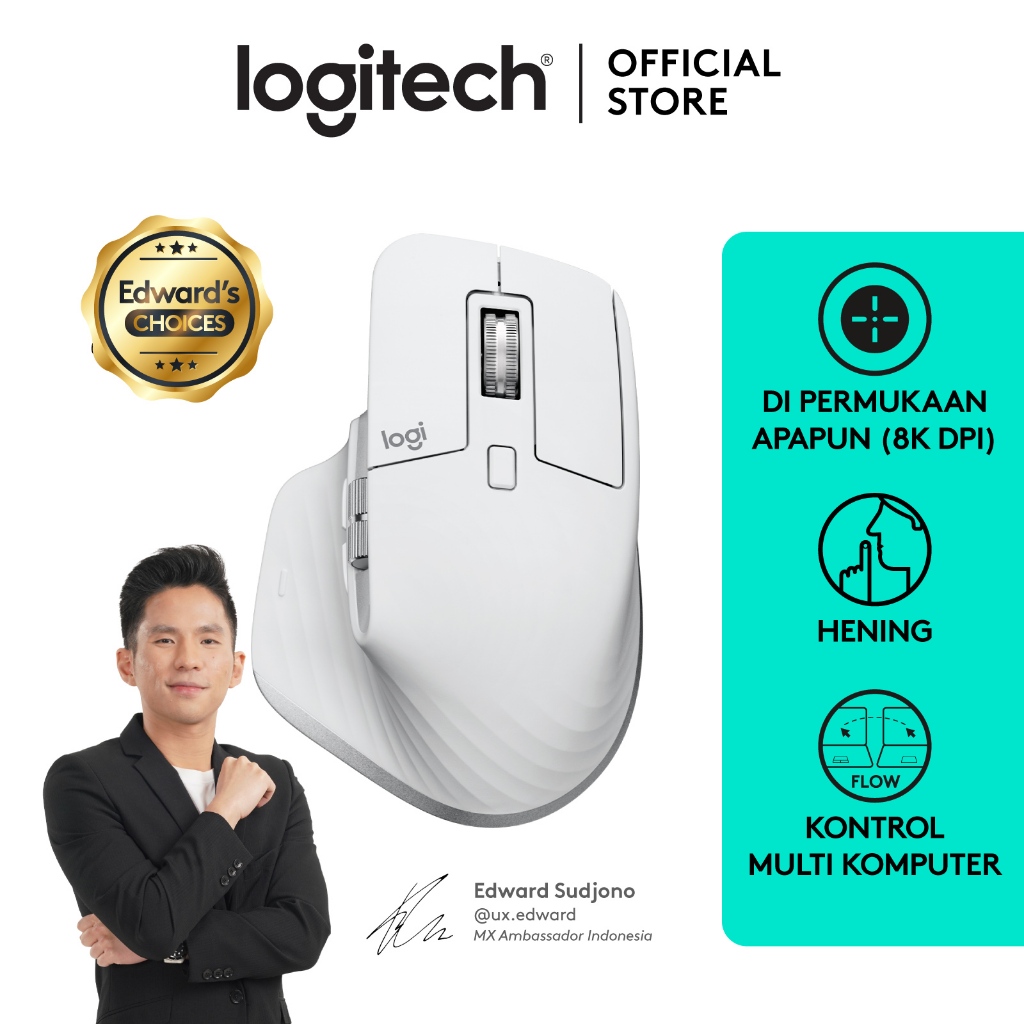 Logitech MX Master 3S Performance Mouse Wireless Bluetooth Quiet Click for Mac