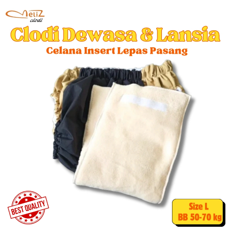 Clodi Dewasa dan Lansia Model Celana Insert Lepas Pasang size L ( BB 50-70 kg),Popok kain cuci ulang