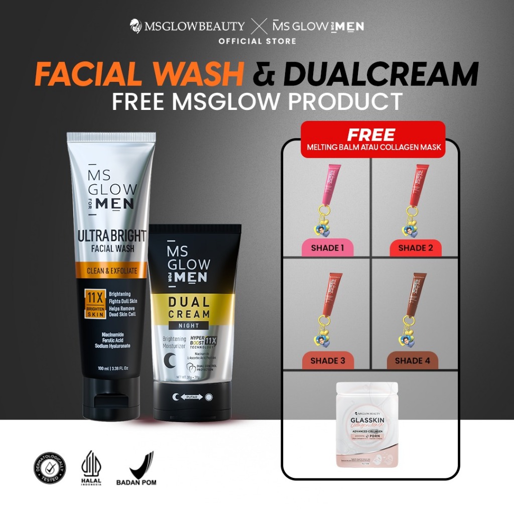 MS GLOW BEAUTY X MS GLOW FOR MEN - [BUY 2 GET 3] FACIAL WASH & DUAL CREAM